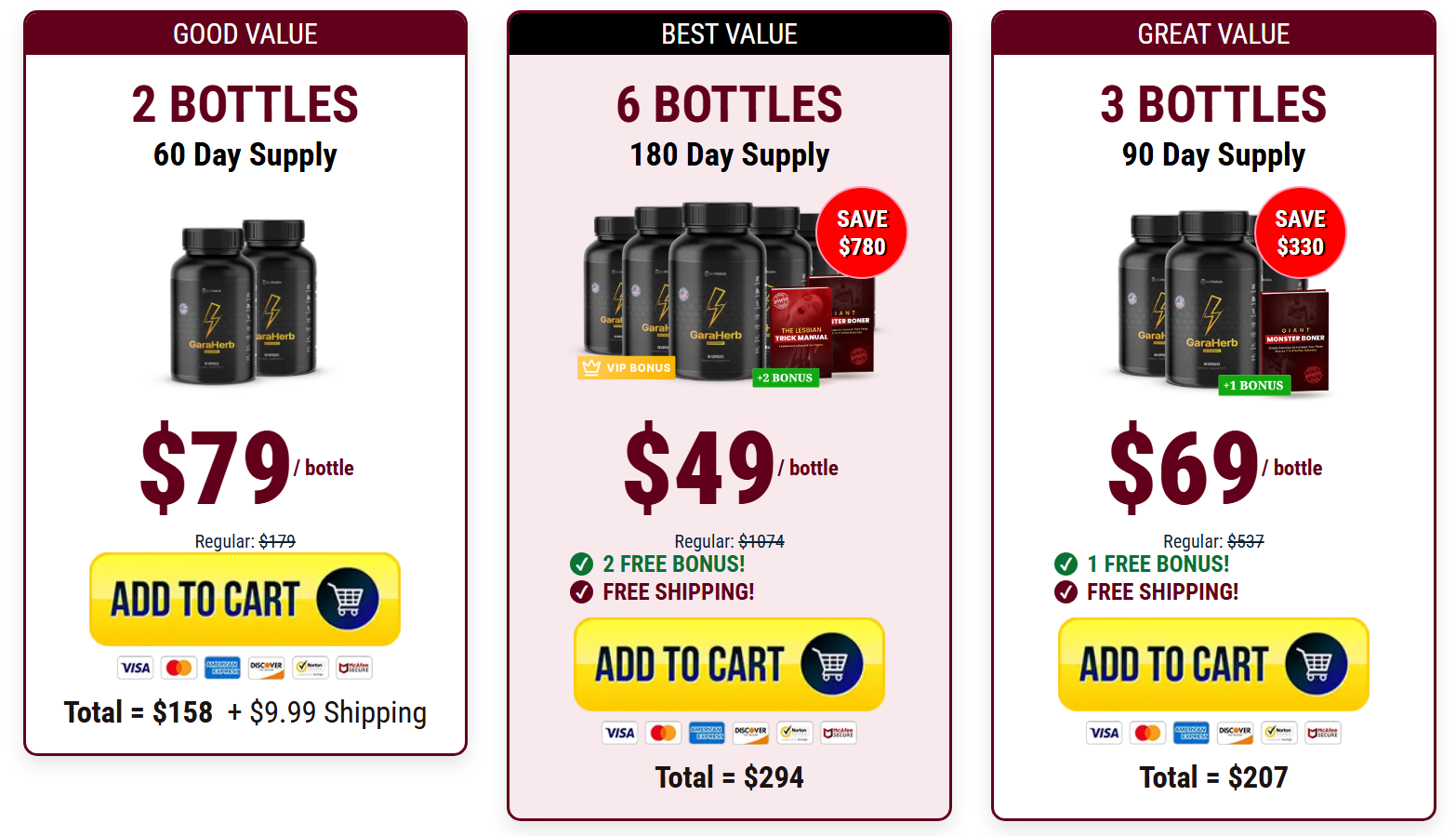 GaraHerb Pricing Table